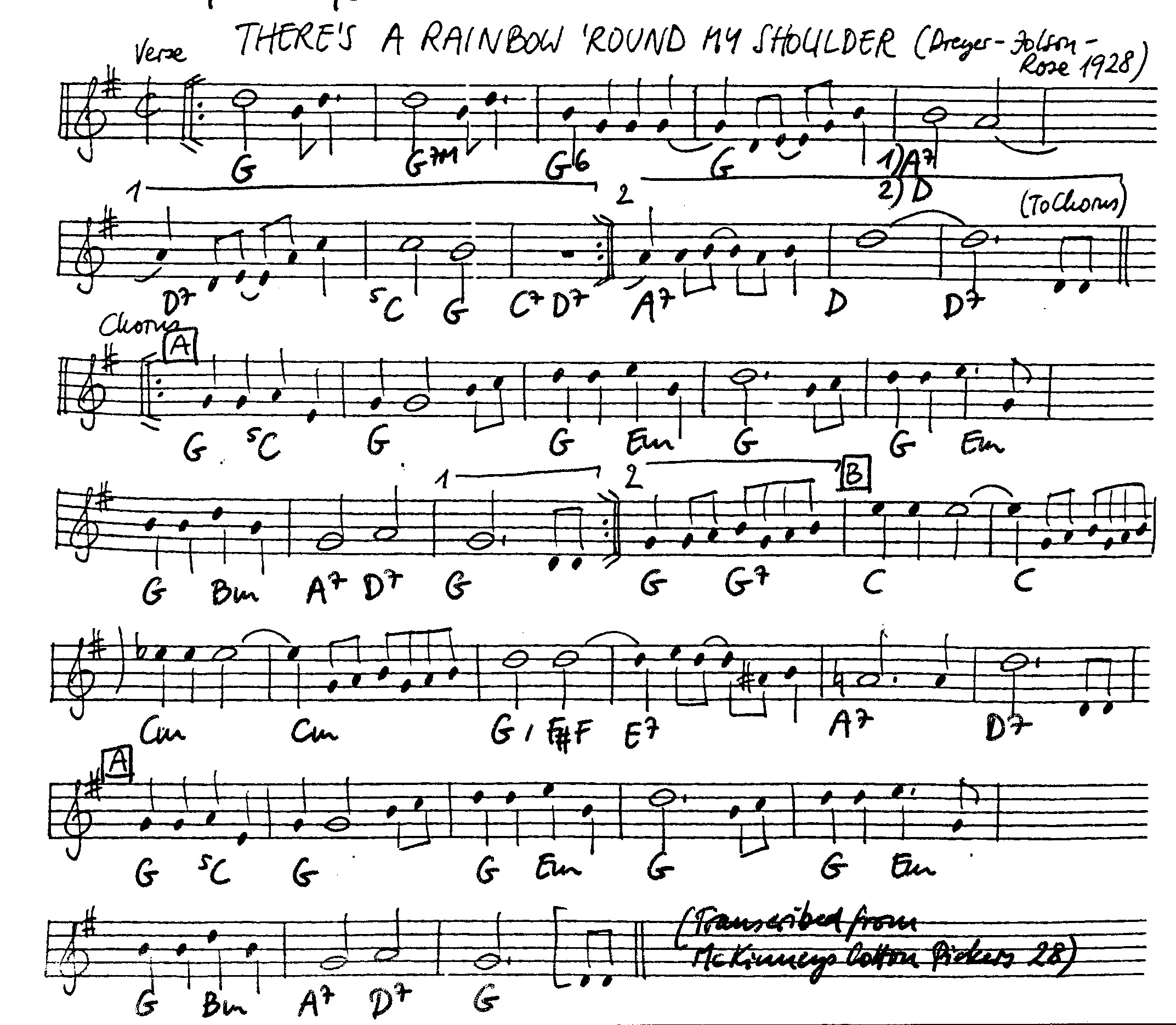 there's a rainbow round my shoulder leadsheet – book us for your next 20s or gatsby event